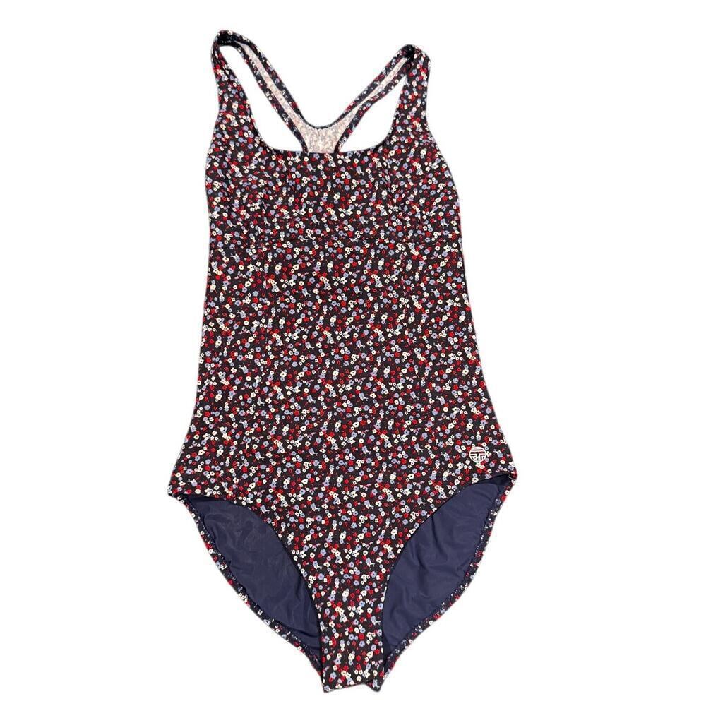 Tory Sport Navy Floral One-Piece Swimsuit/Bathing Suit Size Small
